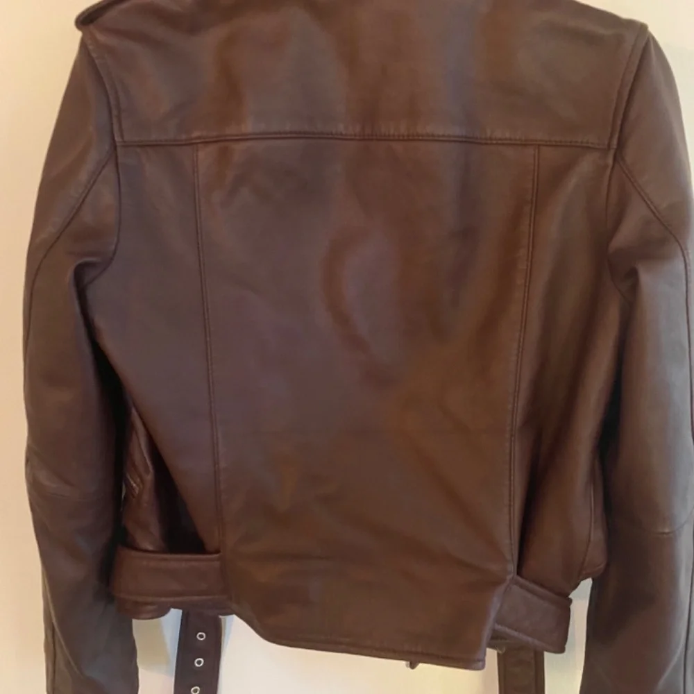 NWOT - AllSaints Classic Balfern Deep Berry Leather Moto Jacket (8) – Timeless - Picture 2 of 5
